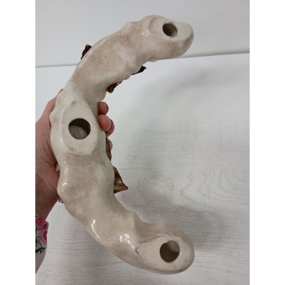 Vintage Capodemonte Ceramic 3D Floral Design Candelabra Triple Candle Holder - Picture 6 of 8